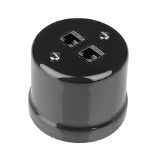 FND SUPERFICIE CAT6 2XRJ45 PRESA PORCELLANA NERA