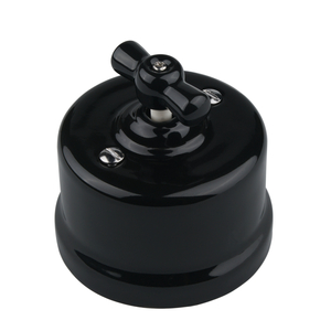 FND SUPERFICIE INTERRUTTORE DEVIATORE UNIVERSALE ROTATIVO PORCELLANA NERA