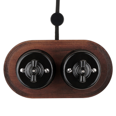 FND SUPERFICIE INTERRUTTORE DOPPIO ROTATIVO PORCELLANA NERA