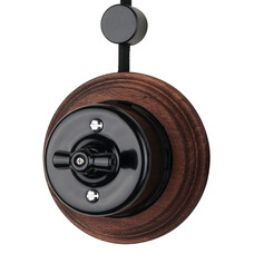 FND SUPERFICIE INTERRUTTORE DOPPIO ROTATIVO PORCELLANA NERA