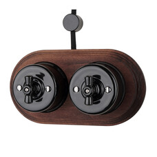 FND SUPERFICIE INTERRUTTORE DOPPIO ROTATIVO PORCELLANA NERA